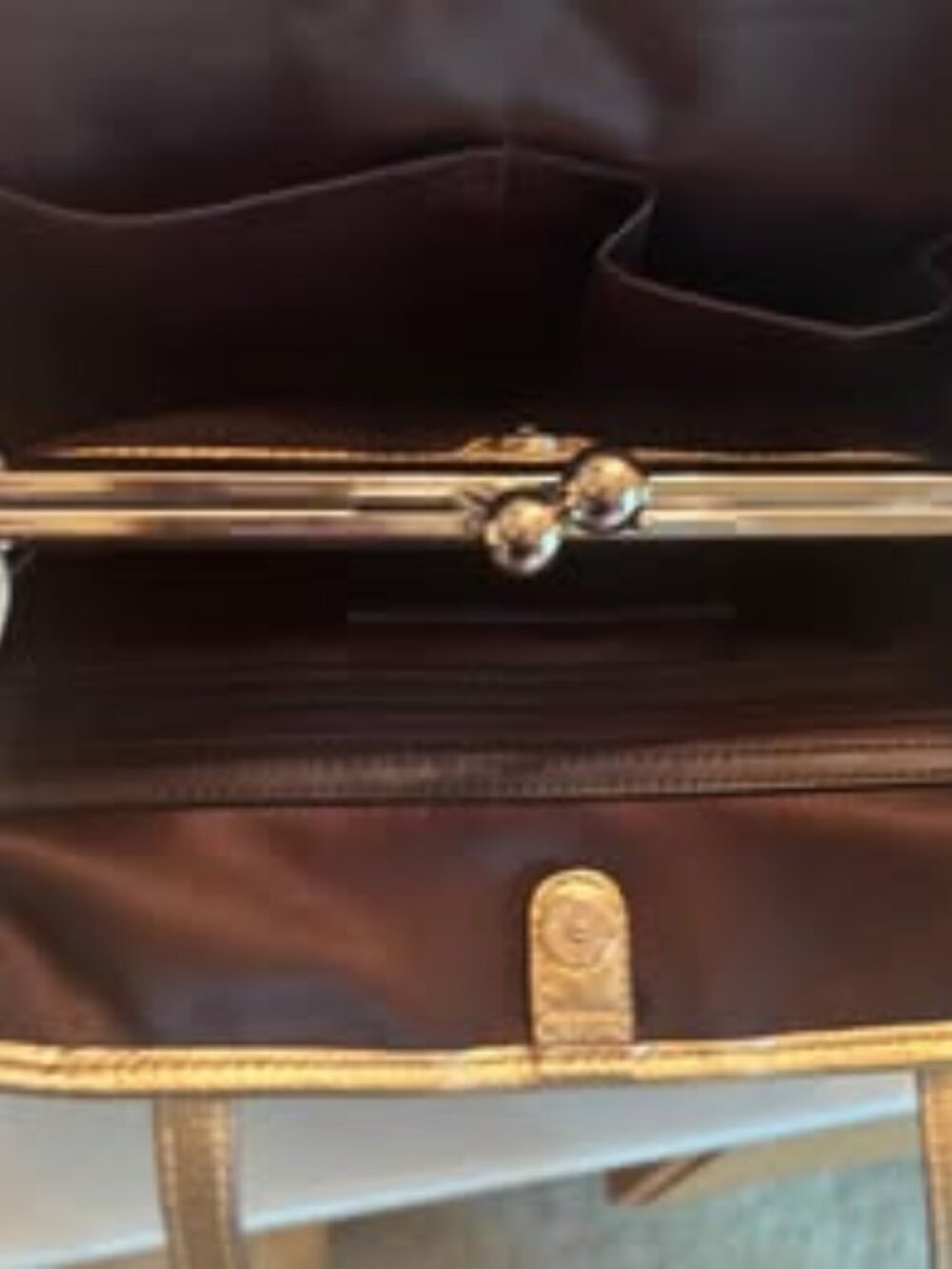 Coach Legacy Signature Monogram Bag with a Kiss Closure - $185 (MSRP $210-$398) - Picture 2 of 3